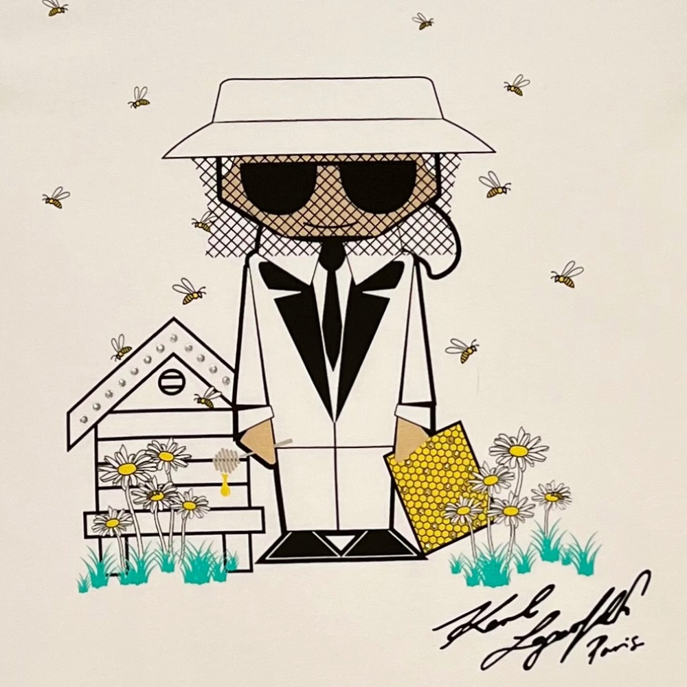 KARL LAGERFELD PARIS Silky Bee Karl Sketch Graphic Tee